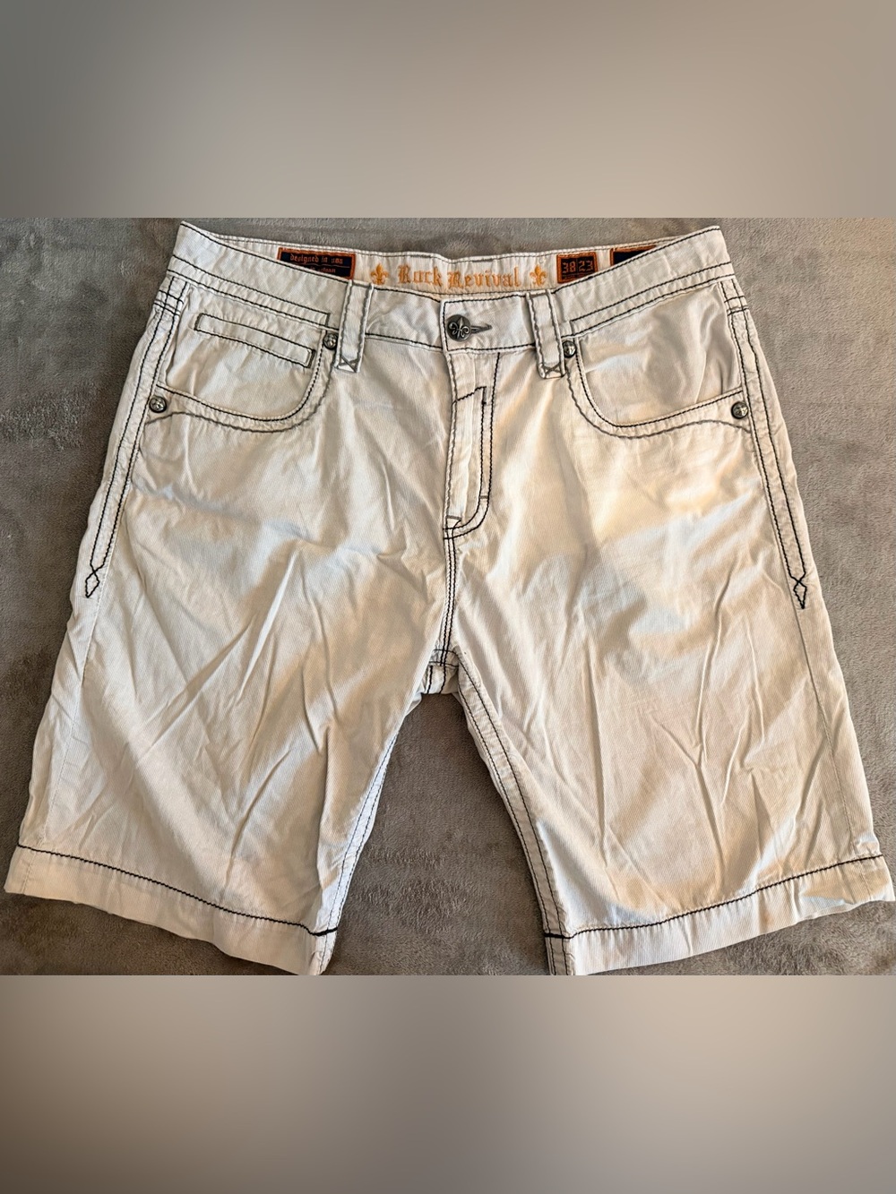 Rock Revival - Light Grey - Men’s Cargo Shorts - 38x23 - Slim Fit